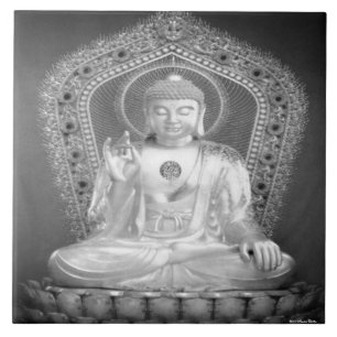 Buddha belägger med tegel kakelplatta