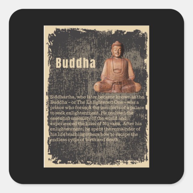 Buddha - Biografi, upplysad Fyrkantigt Klistermärke (Framsida)