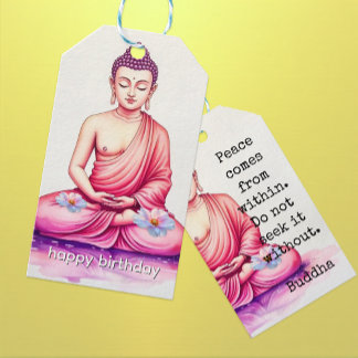 Buddha Birthday, Watercolor, Meditation / Yoga  Presentetikett