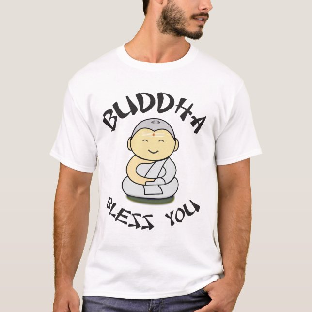 Buddha Bless You - Cute Lycklig Buddha T Shirt (Framsida)