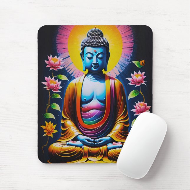 Buddha - Blommande Mindfulness Musmatta (Med mus)