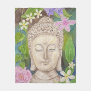 Buddha blommaull fleecefilt