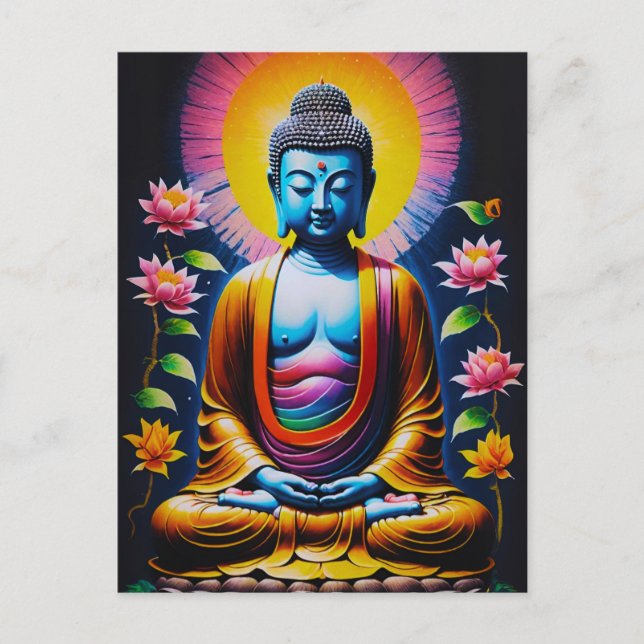 Buddha - Blooming Mindfulness Helg Vykort (Framsida)