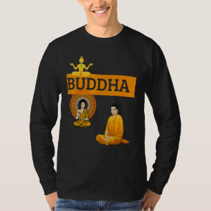 Buddha Buddhism Mode Kvinnor Män Meditation Orange T Shirt