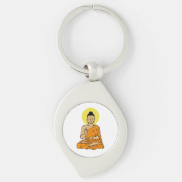 Buddha Buddhism.net Tecknad Swirl Silverfärgad Nyckelring