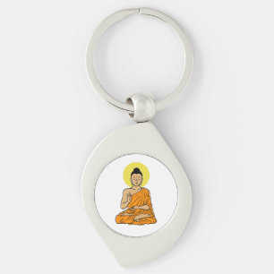 Buddha Buddhism.net Tecknad Swirl Silverfärgad Nyckelring