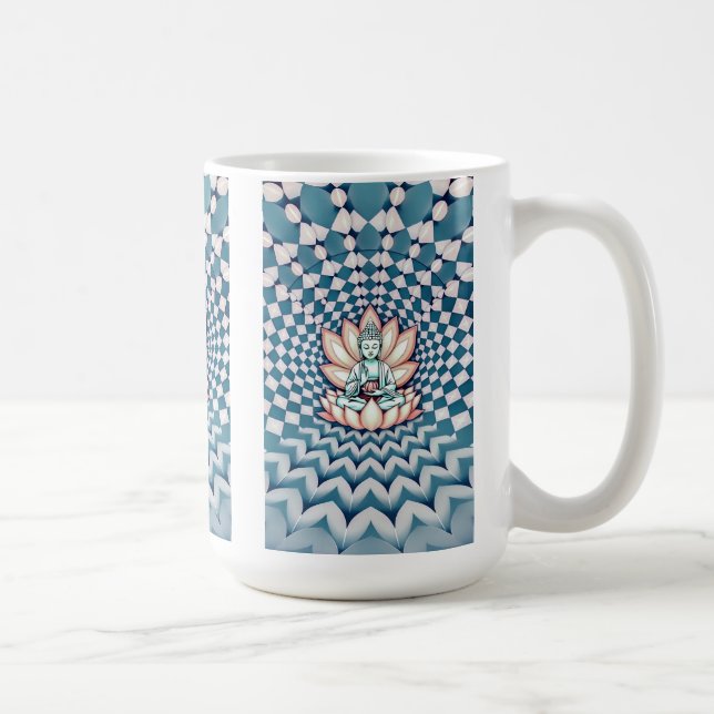 Buddha Buddhism Zen Infinity Mirage Blue Kaffemugg (Höger)