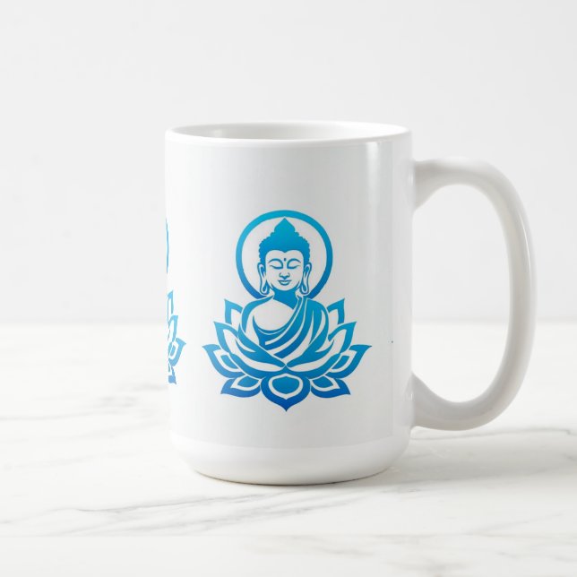 Buddha Buddhism Zen Spirituality Peace Blue Kaffemugg (Höger)