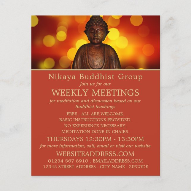 Buddha, buddhistiska gruppen Reklamation Flyer (Framsidan)