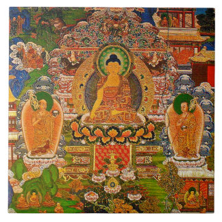 Buddha buddistisk buddism som välsignar den Boho Kakelplatta