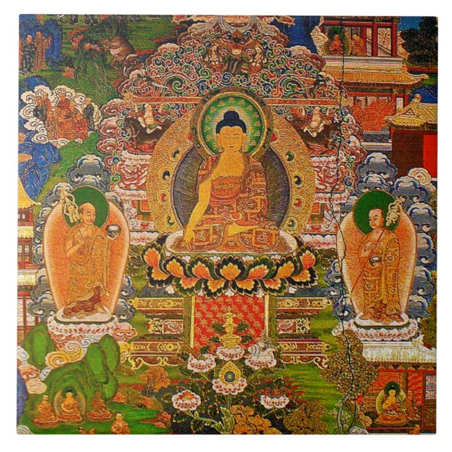 Buddha buddistisk buddism som välsignar den Boho Kakelplatta (Framsidan)