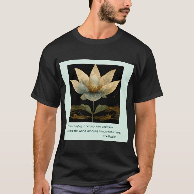 Buddha-citat om opinionen GULD lotus T Shirt (Framsida)