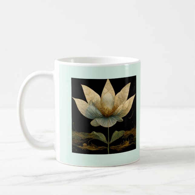 Buddha-citat om opinionerna GULD Lotus Kaffemugg (Vänster)