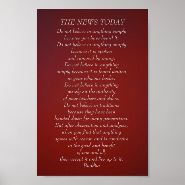 Buddha-citat, tro inte Nyheter i dag Poster (Framsidan)