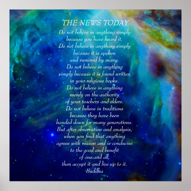 Buddha-citat, tro inte Nyheter i dag Poster (Framsidan)