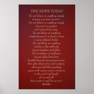 Buddha-citat, tro inte Nyheter i dag Poster