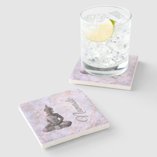 Buddha Classy Rosa Lavender Marble Stenunderlägg (Sidan)