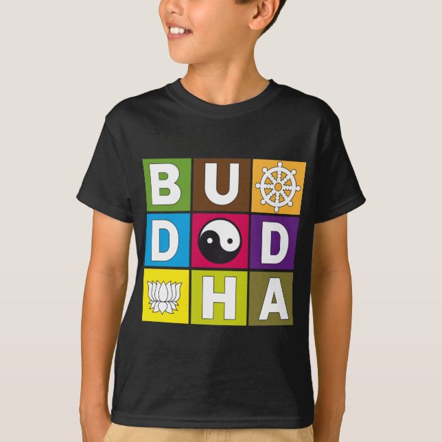 Buddha färgade kvarter tee shirt (Framsida)