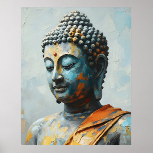 Buddha Färgrik Målning - Modern Impasto Konst Poster