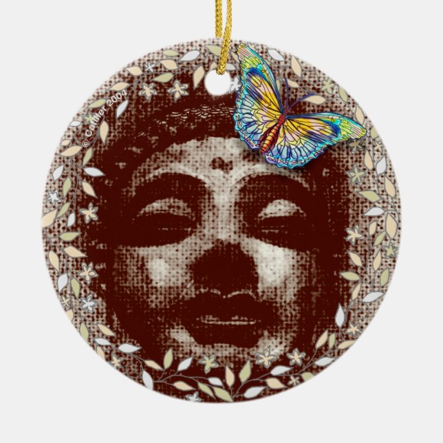 Buddha fjärilsprydnad julgransprydnad keramik (Framsidan)