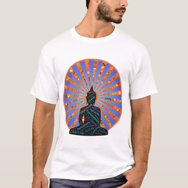 Buddha framför ett symbolhjul t shirt (Framsida)