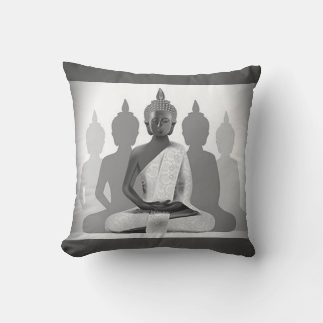 Buddha & fyra Silhouettes Kudde (Framsida)