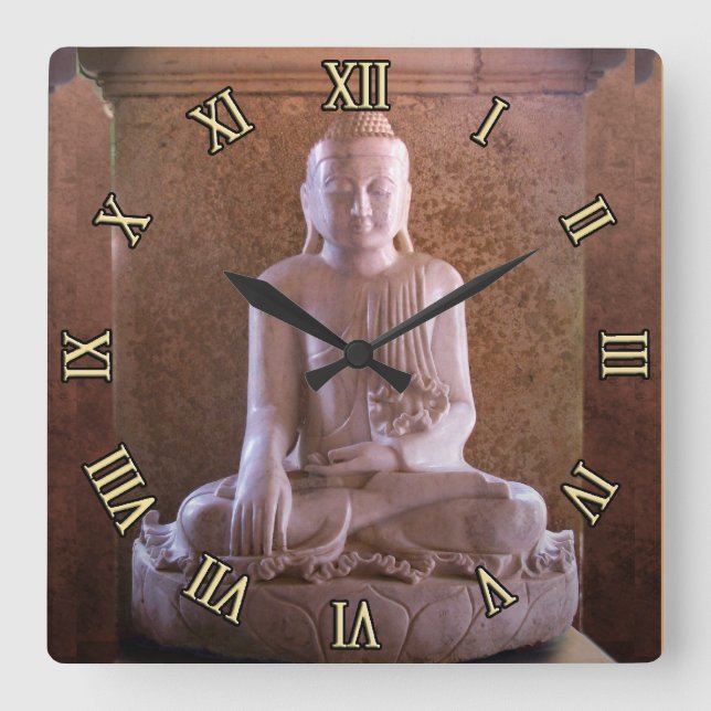 Buddha Fyrkantig Klocka (Framsida)