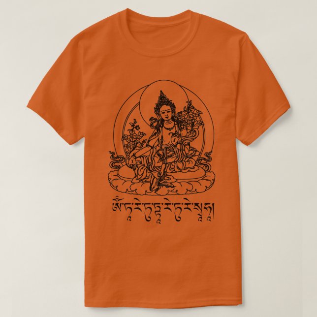 Buddha-Grönt Tara Mantra Tibetan Buddhism Vajrayan T Shirt (Design framsida)