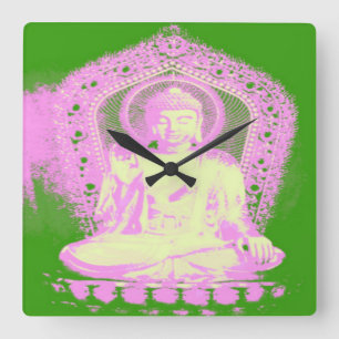 Buddha - Grönt - väggklocka