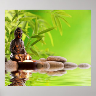Buddha,grönt,zen, fred,meditation,stillhet,yoga poster