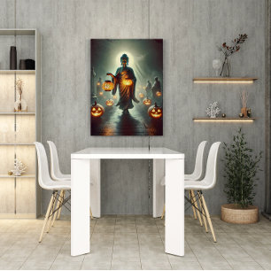 Buddha Guiding Spirits med Pumpkin Lanternes Canvastryck
