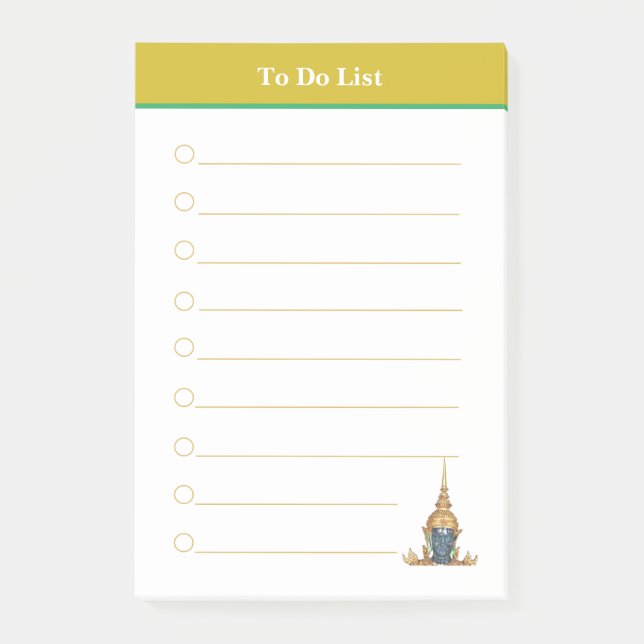 Buddha head & Golden Header to Do List Led Post-it Block (Framsida)