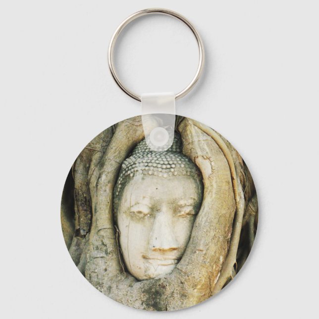 Buddha Head i Fig Träd ... Ayutthaya, Thailand Nyckelring (Framsida)