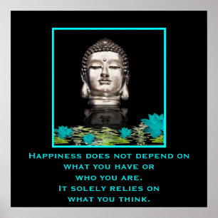 Buddha Head med inspirationsoffert om lycka Poster