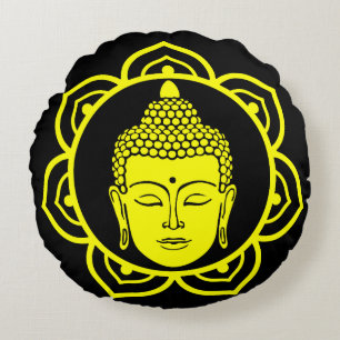 Buddha Head Meditation Pillow Rund Kudde