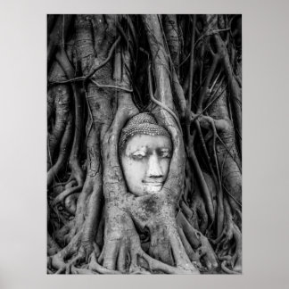 Buddha Head poster Thailand Black and White