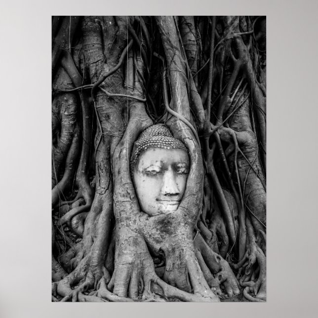 Buddha Head poster Thailand Black and White (Framsidan)