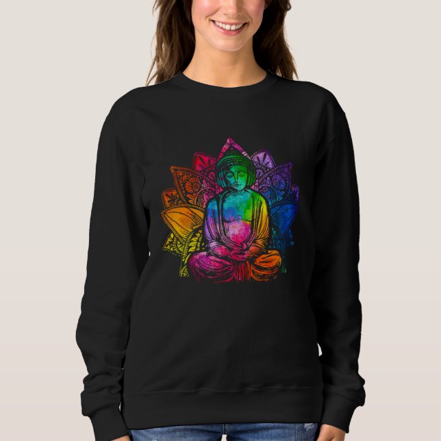 Buddha Headphones Rainbow DJ Musician Practioner T Shirt (Framsida)