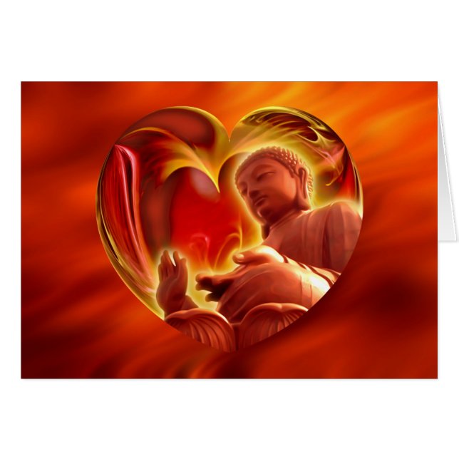 BUDDHA Heart | Brödröd Hälsningskort (Framsidan Horizontal)