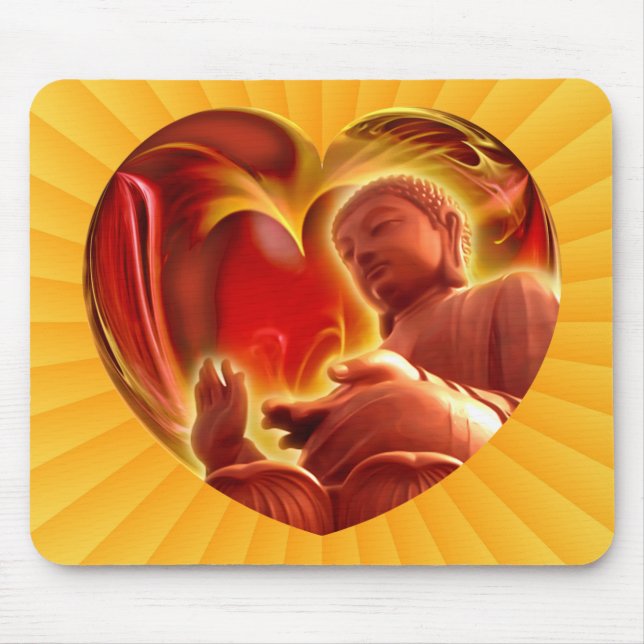 BUDDHA Heart | gult radiell Musmatta (Framsidan)