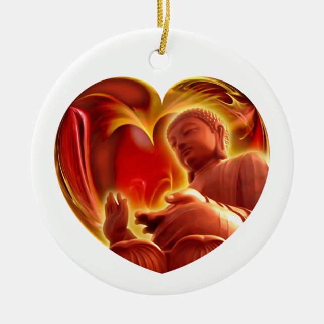 BUDDHA Heart Julgransprydnad Keramik (Framsidan)