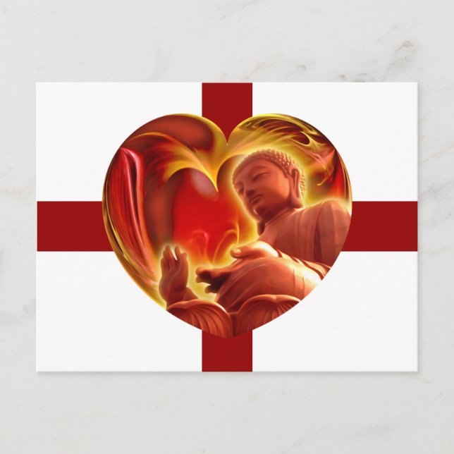 BUDDHA Heart | mörk Red rand Vykort (Framsida)