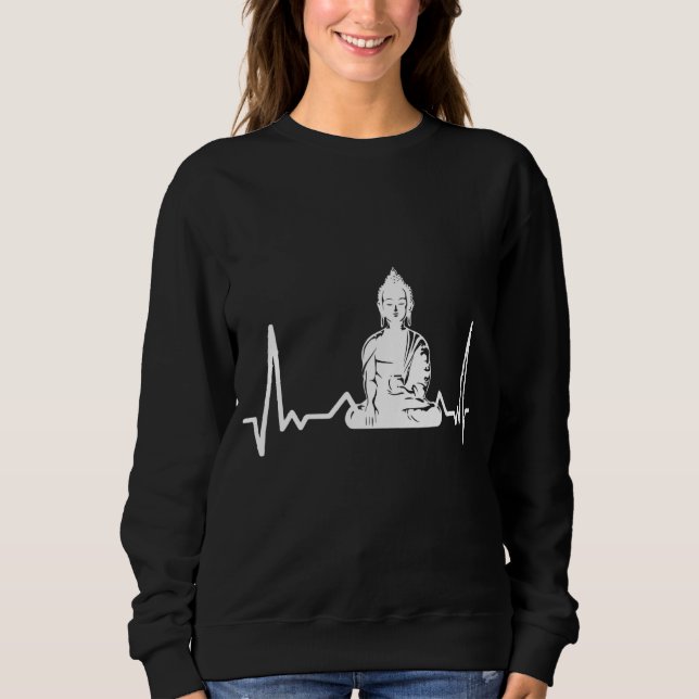 Buddha Heartslag Meditate Buddhism T Shirt (Framsida)