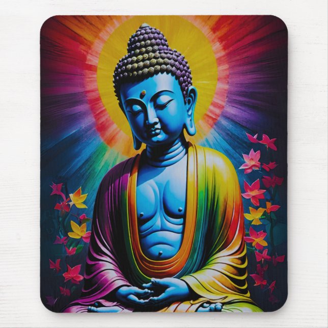 Buddha Heliga Fredsstrålar Musmatta (Framsidan)