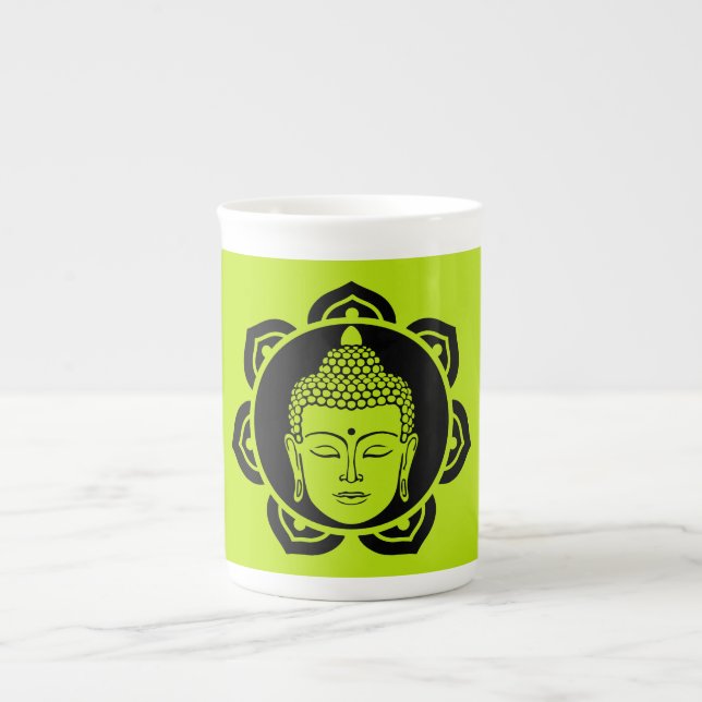 Buddha hem och boende benporslin mugg (Framsidan)