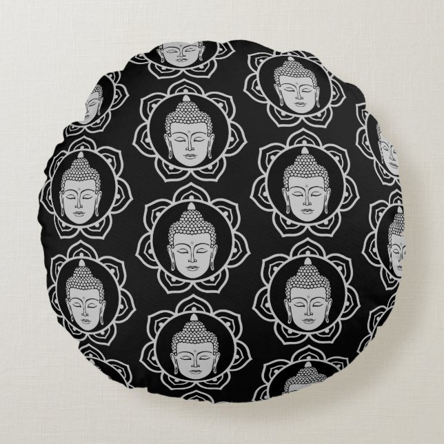 Buddha hem och boende rund kudde (Framsidan)