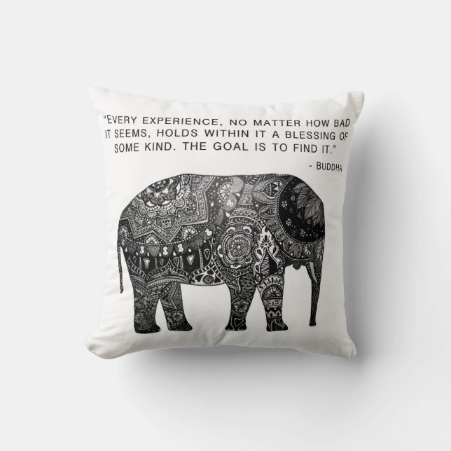 Buddha Henna Elefant Visdom Kudd Kudde (Framsida)