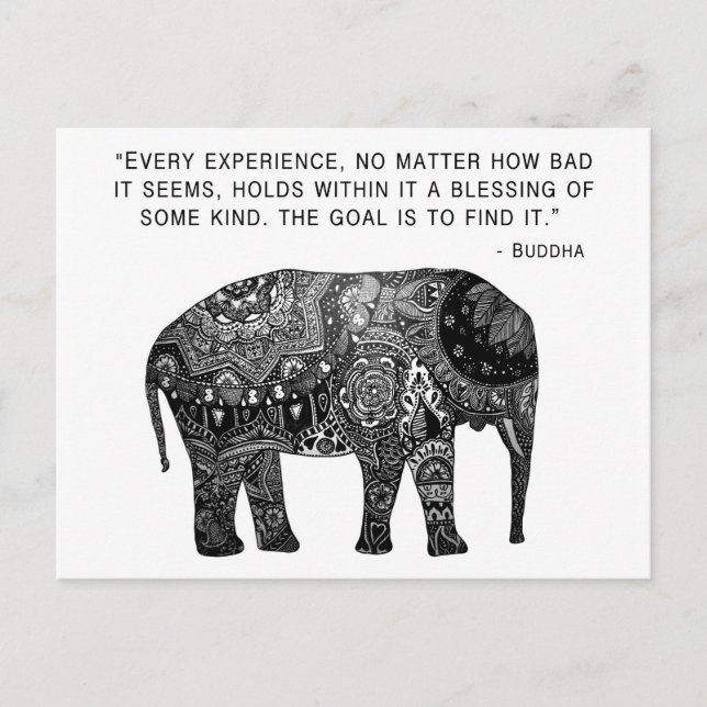Buddha Henna Visdom Elefant Vykort (Framsida)