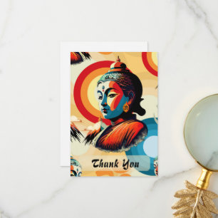 Buddha Herre Retro Pop Art Porträtt Tack Kort