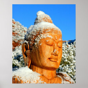 Buddha huvud i snö poster